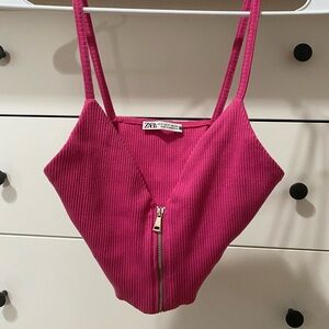 Zara Crop Pink Zip Up